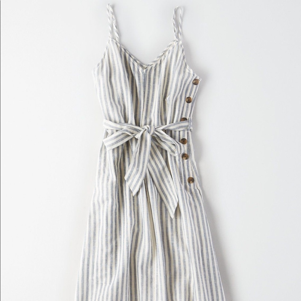 AE side button midi dress, blue